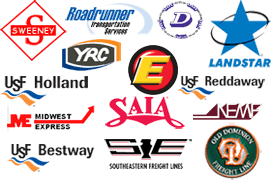collage of trucking company logos like YRC, Yellow, Old Dominion 